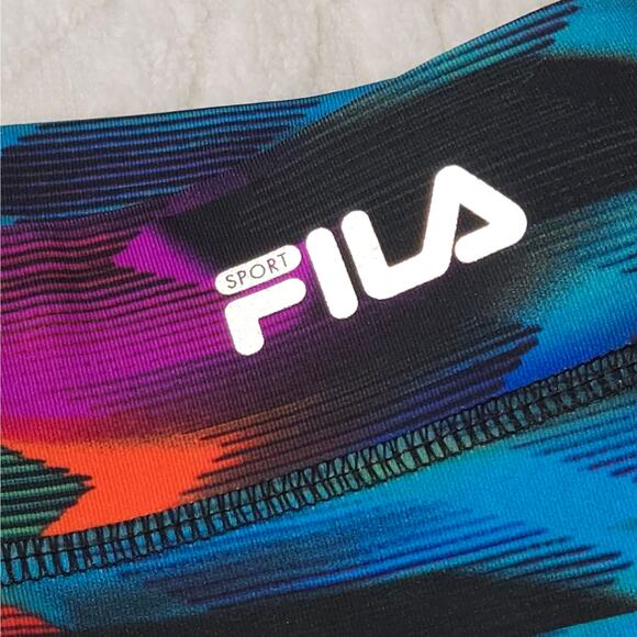 🎄 FILA Sport EUC Running Performance leggings Medium pink green blue Red Black - Picture 4 of 15